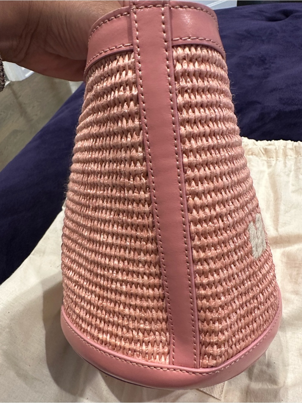 Marni Pink Woven Bucket Tote with Leather Trim - Picture 12 of 15